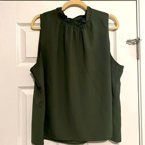Jcrew Green Ruffle Top
